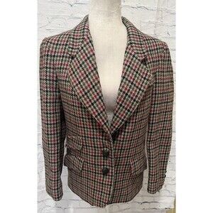 The Jack Set Made In Poland vintage houndstooth Cotton Blend blazer Size 8